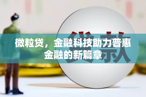 将军微粒贷，金融科技助力普惠金融的新篇章