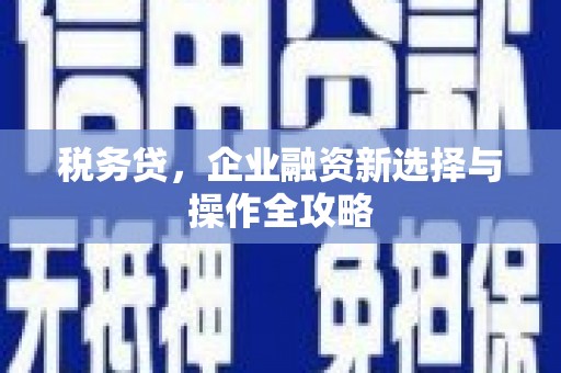 将军税务贷，企业融资新选择与操作全攻略
