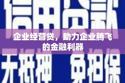 将军企业经营贷，助力企业腾飞的金融利器