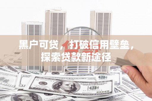 将军黑户可贷，打破信用壁垒，探索贷款新途径
