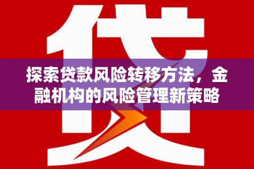 将军探索贷款风险转移方法，金融机构的风险管理新策略