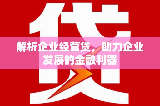 将军解析企业经营贷，助力企业发展的金融利器