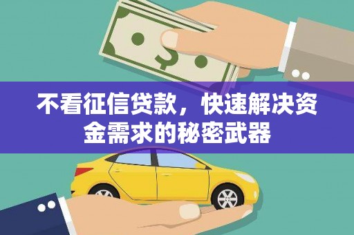 将军不看征信贷款，快速解决资金需求的秘密武器