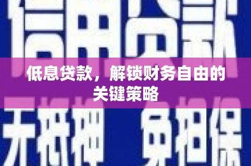 将军低息贷款，解锁财务自由的关键策略