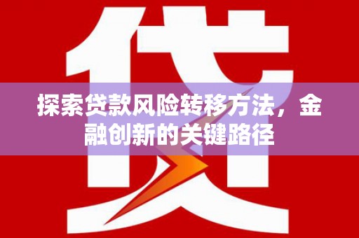 将军探索贷款风险转移方法，金融创新的关键路径