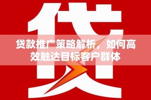 将军贷款推广策略解析，如何高效触达目标客户群体