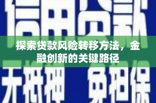 将军探索贷款风险转移方法，金融创新的关键路径