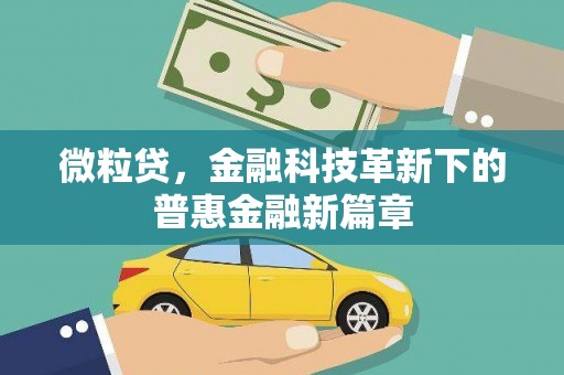 将军微粒贷，金融科技革新下的普惠金融新篇章