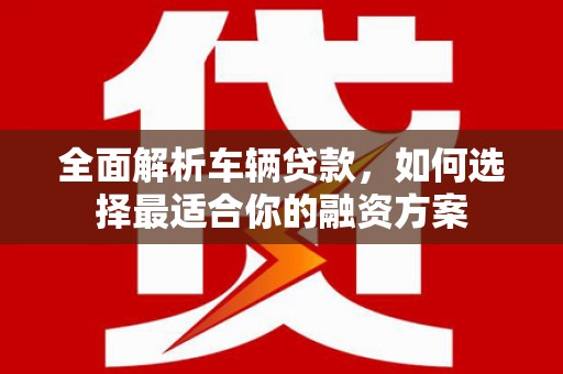 将军全面解析车辆贷款，如何选择最适合你的融资方案