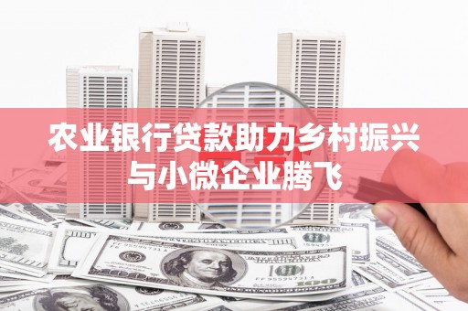 将军农业银行贷款助力乡村振兴与小微企业腾飞