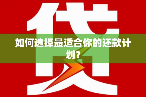 将军如何选择最适合你的还款计划？